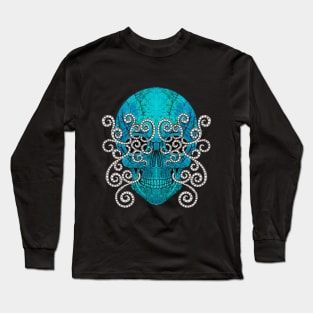 Skull head art vintage diamond with turquoise. Long Sleeve T-Shirt